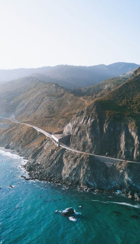 Big Sur coastal cliffs aerial, California