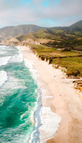 Aerial view of Half Moon Bay coastline, California